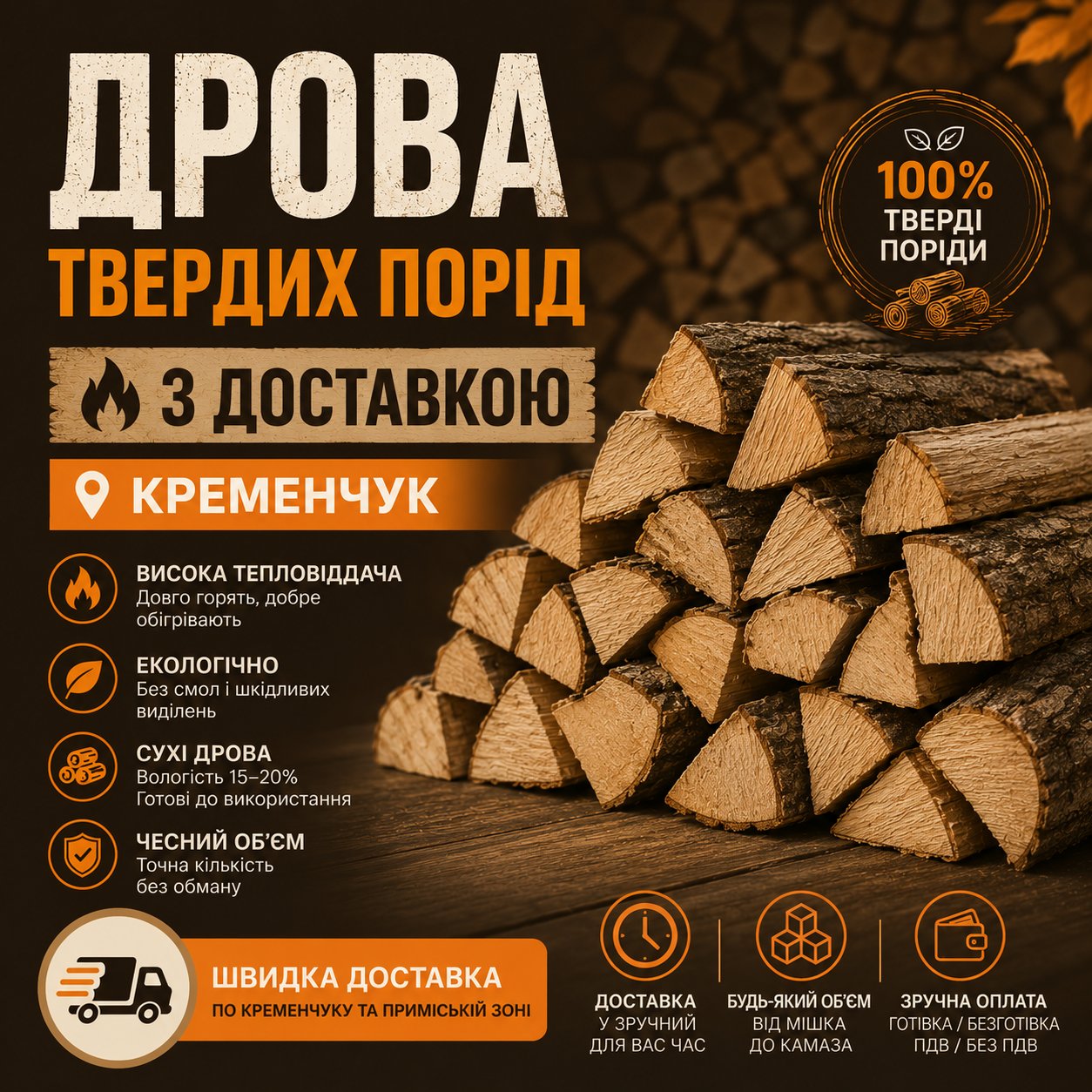 Дрова твердих порід Кременчук